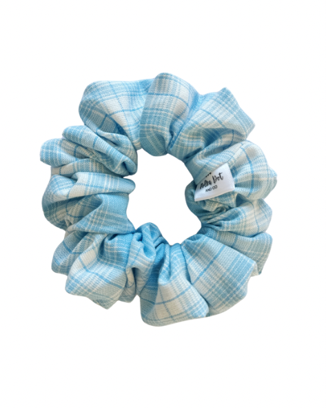 Blue Gingham Scrunchie