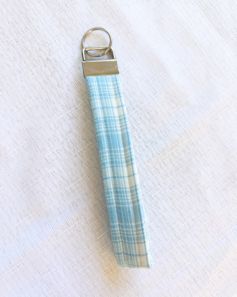 Blue Gingham Wristlet